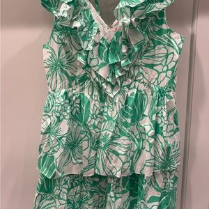 Lilly Pulitzer Green and White Floral Dress